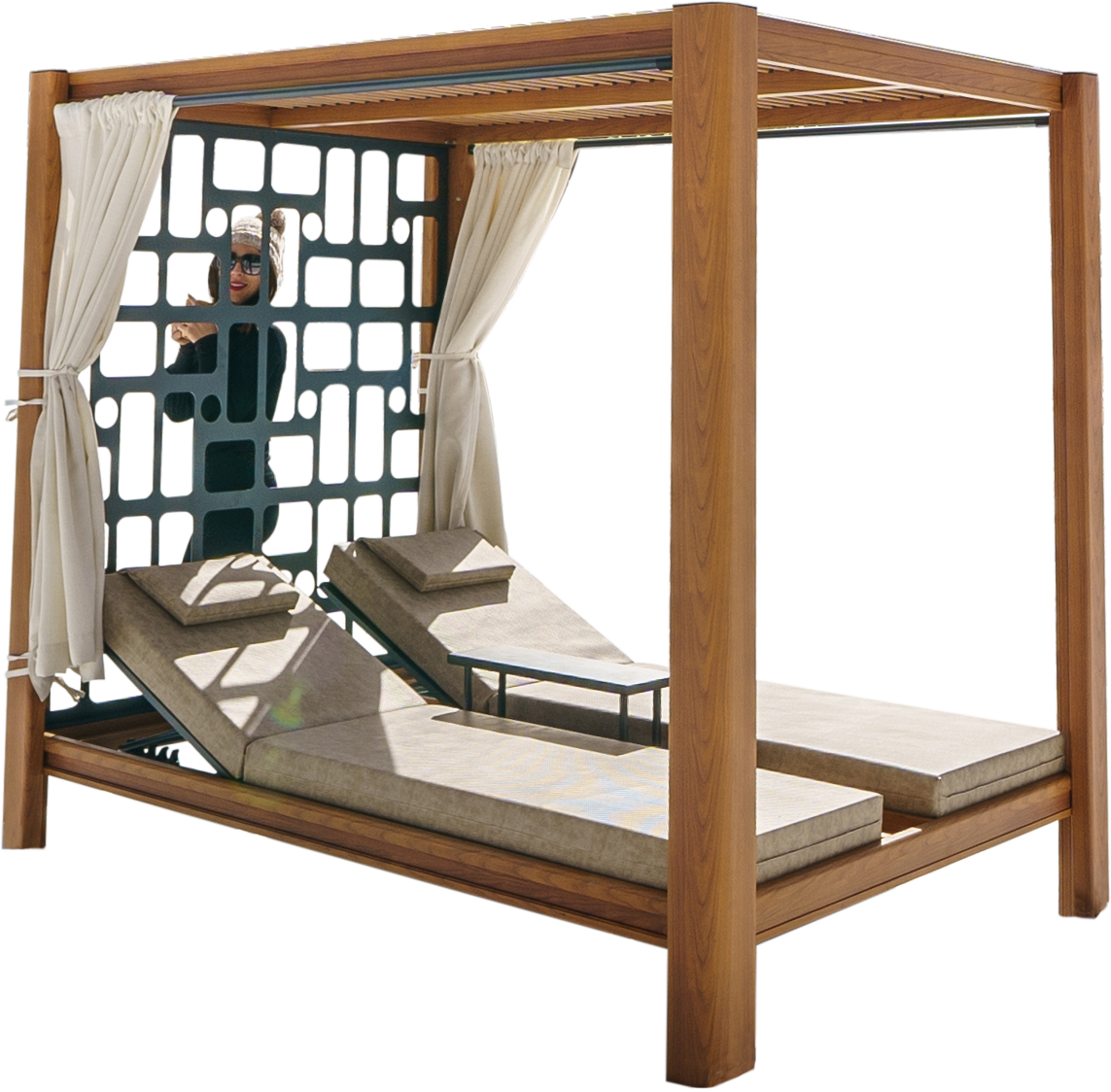 EMBRACE² daybed set up on a residential patio