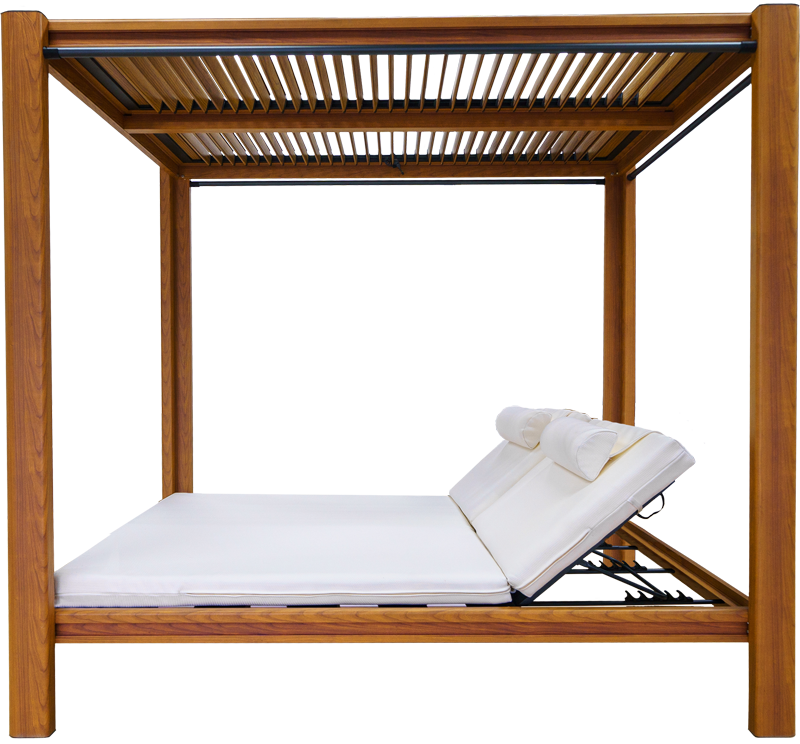 EMBRACE Me aluminum daybed shown with the flat double mattress surface