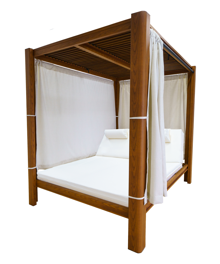 EMBRACE Me daybed with backrests raised and roof louvers open