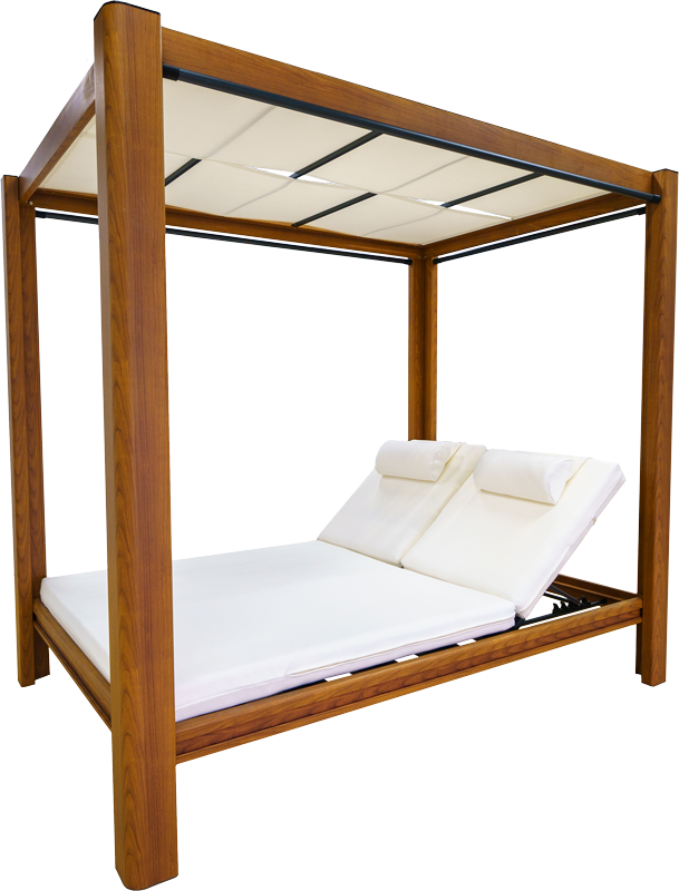 MAISON PIECE aluminum daybed with perforated fabric canopy
